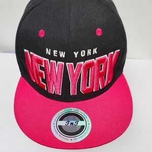 New York Hat Cap Mens Snapback Pink Black Embroidered Baseball Cap TNT New‎